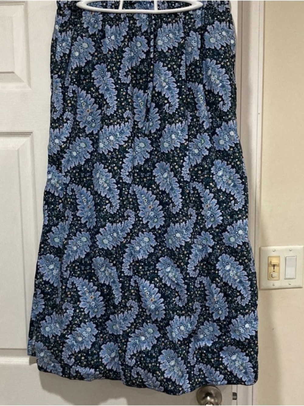 J. Crew Navy and Light Blue Floral Maxi Skirt